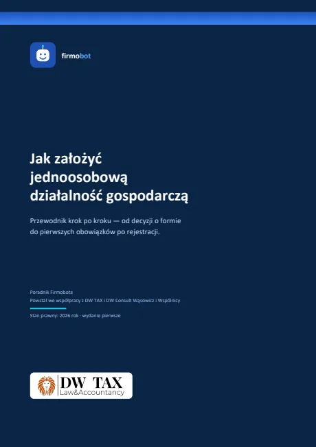 Okładka poradnika „Jak założyć jednoosobową działalność gospodarczą”